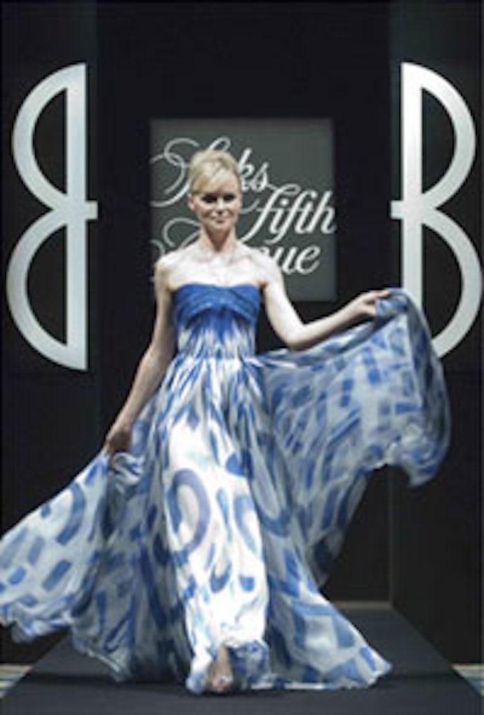 Presented with the swatch that would inspire Bill Blass Couture 7, Delphine Jelk was struck by its sense of spontaneity: 'So I went to citrus, very sparkling.'