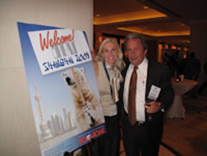 Paige Crist (P&F Magazine) and Richard Peterson (Polarome) at IFEAT 2009 in Shanghai, China