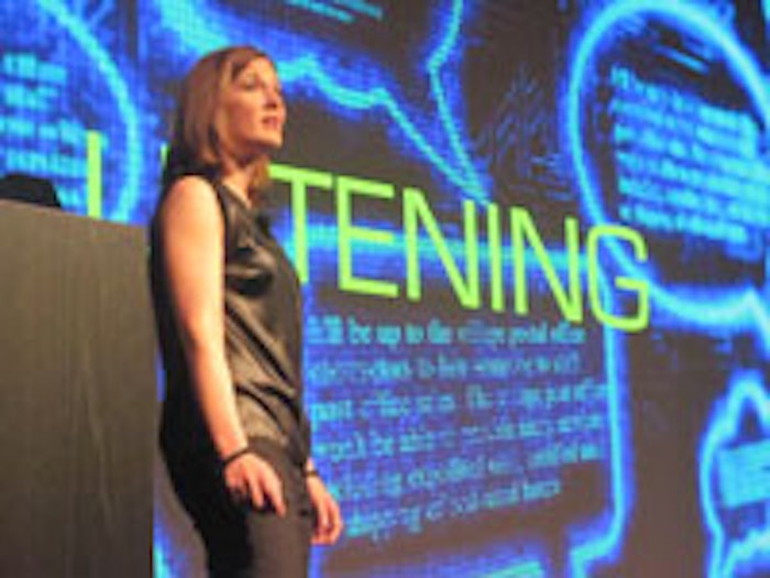 Emily Coleman (L’Oreal) speaks about listening to your customers at FIT's 'Beauty in a Digital World' capstone research presentation.