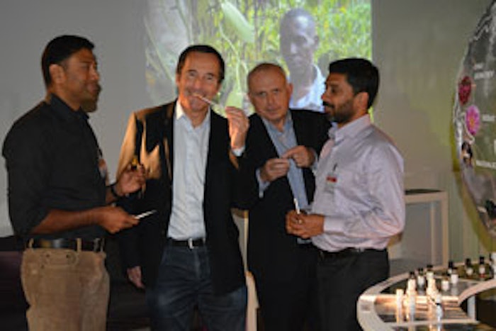 Led by Dominique Roques, Firmenich's head of natural sourcing (second from right), the event will 'build stronger bonds with producers, aiming for structured partnerships bringing small farmers closer to perfumers.