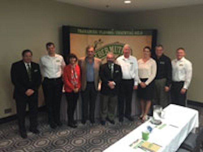 From left: Alan Brown and Ed Fuchs (both Lebermuth), Laure Moutet Manheimer, Jim Gobert (Telmont Essentials), Rob Brown and John Cheatham (both Lebermuth), Joy Akins (Natural Products Association), and Jim Fuchs and Geoff Davis (both Lebermuth).