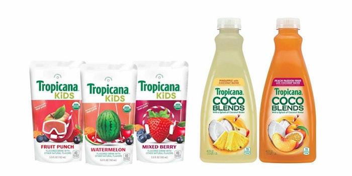 Tropicana introduces its newest product innovations: Tropicana Kids and Tropicana Coco Blends. (PRNewsfoto/Tropicana)