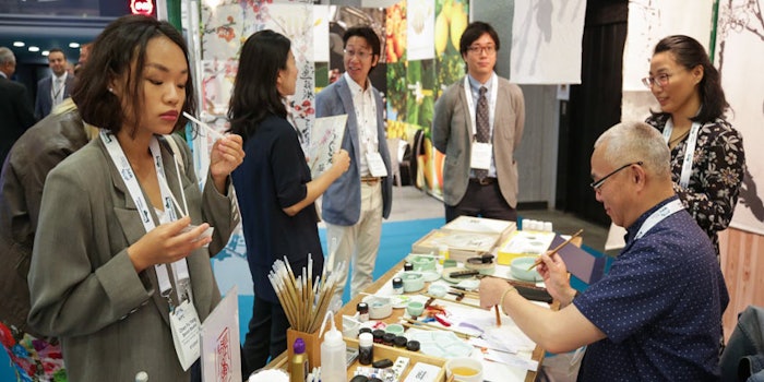 The company introduced three accords infused in paint at their booth during the 2018 World Perfumery Congress. Photo cred: Peter Wynn Thompson.
