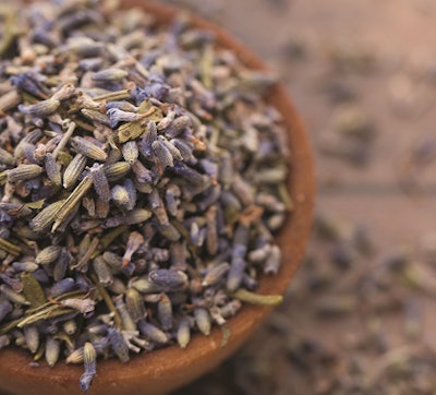 Dried Lavender in a Wooden Bowl