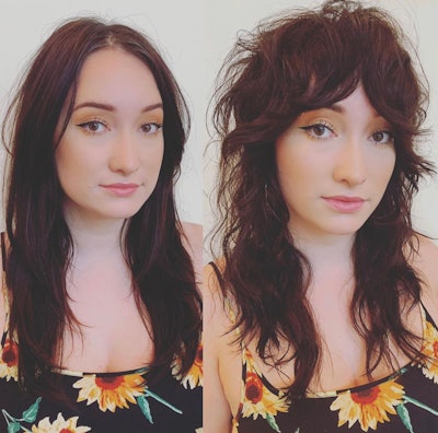 Before and after of a client with a romantic shag.