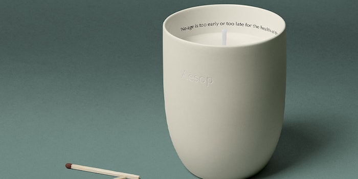 Aesop debuts three scented candles. Photo Credit: Aesop