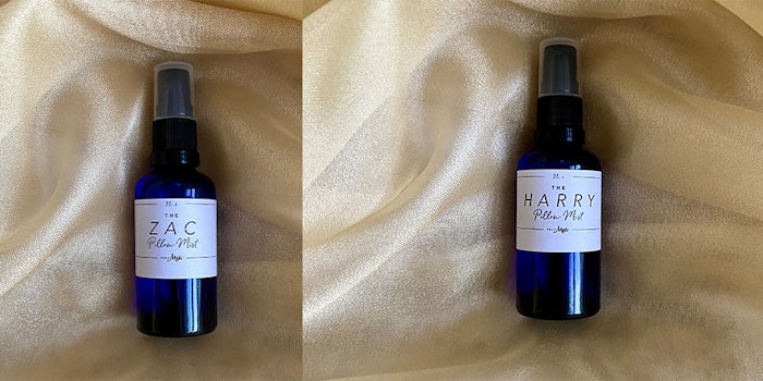 The Zac and The Harry pillow mists. Photo: Pour Moi.