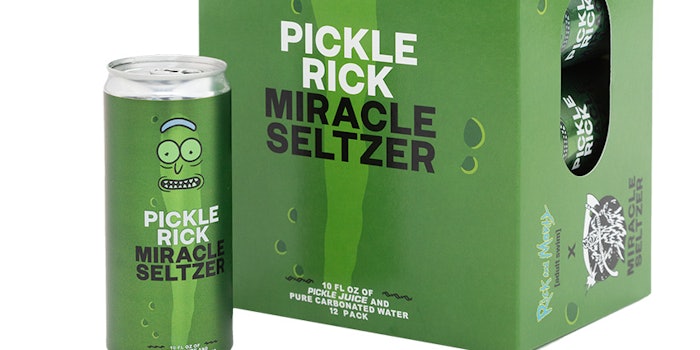 Rick and Morty's Pickle Rick seltzer water. Photo: Miracle Seltzer.