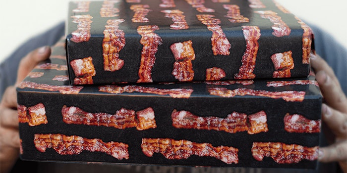 Bacon scented wrapping paper. Photo: Manly Man Co.