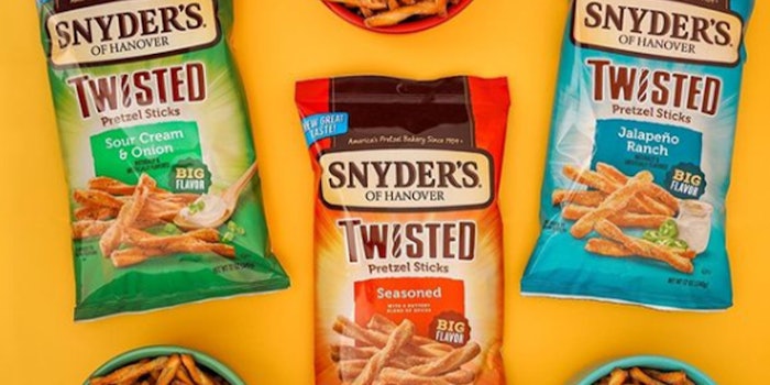 The twisted pretzel sticks are available in Jalapeño Ranch, Sour Cream and Onion and Seasoned. Photo: Snyder's of Hanover's Instagram