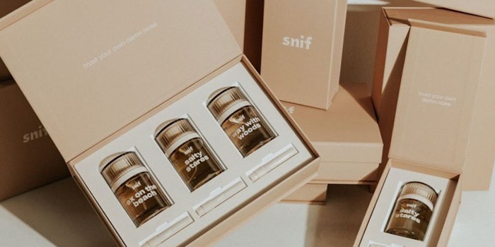 Snif's fall 2020 launch includes three 30 ml fragrances: Ex on the Beach, Salty Stares, Way with Woods. Photo: Snif Facebook