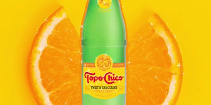 The mineral water beverage is going fruity with new Twist of Tangerine flavor. Photo: Topo Chico's Instagram.