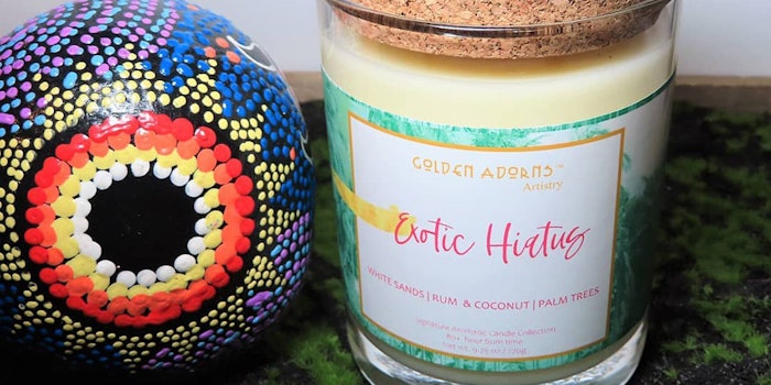 Golden Adorns Artistry launched with a collection of candles to reminisce on vacation memories. Photo: Golden Adorns Artistry's Facebook.