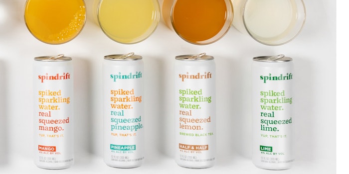 Spindrift Spiked contains sparkling water, alcohol from cane sugar and real squeezed fruit.