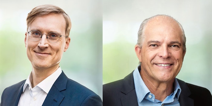 Dr. Jörn Andereas, Symrise Cosmetic Ingredients (left) and Eder Ramos, Symrise Fragrance (right). Photo: Symrise