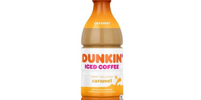 Dunkin’ Caramel Multi-Serve Iced Coffee is available in a 40-ounce bottle.