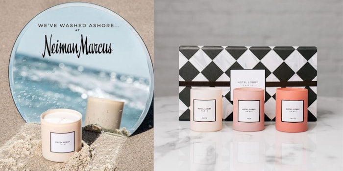 The brand will now offer its candles at select Neiman Marcus stores. Photo: Hotel Lobby Candle.