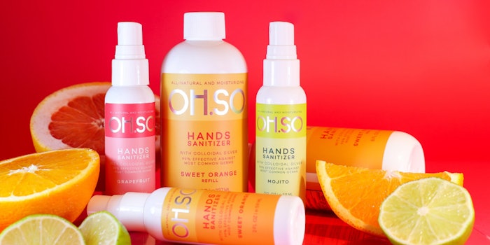 Oh.So hand sanitizers are available in three fragrances. Photo: Oh.So.