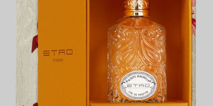 The fragrance comes in a lined box from Etro's fabric archives. Photo: Etro.