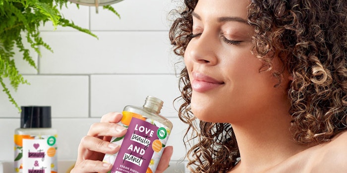 The brand, Love, Beauty & Planet, has launched a shampoo and conditioner with Givaudan's Sunkissed Mandarin & Vegan Biotin scent. Photo: Love, Beauty & Planet's Twitter.
