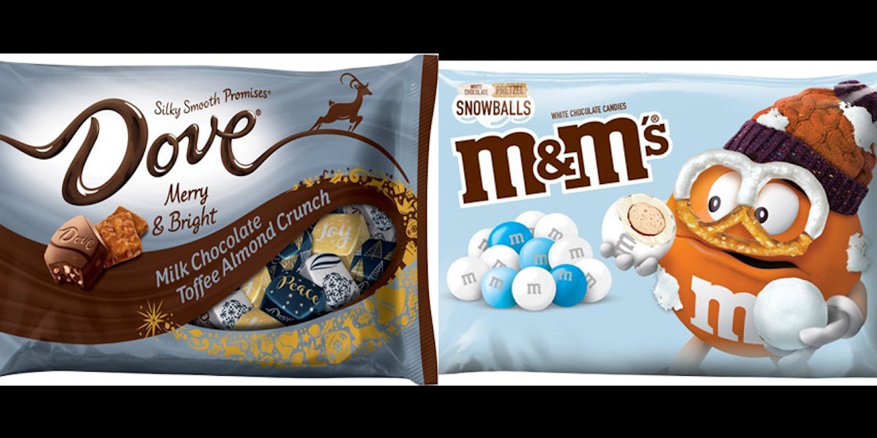 M&M's White Chocolate Candies, Pretzel, Snowballs 7.44 Oz