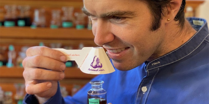 The AromaCone provides distanced smelling and a contact-free experience.