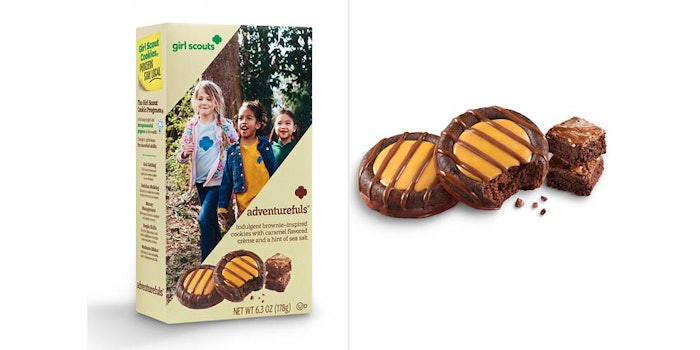 The cookie features a caramel-flavored cream center, chocolate sauce and sea salt.
