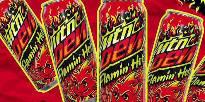 This beverage combines the sweet, citrus flavor of Mountain Dew with the spicy flavor of Flamin' Hot Doritos.