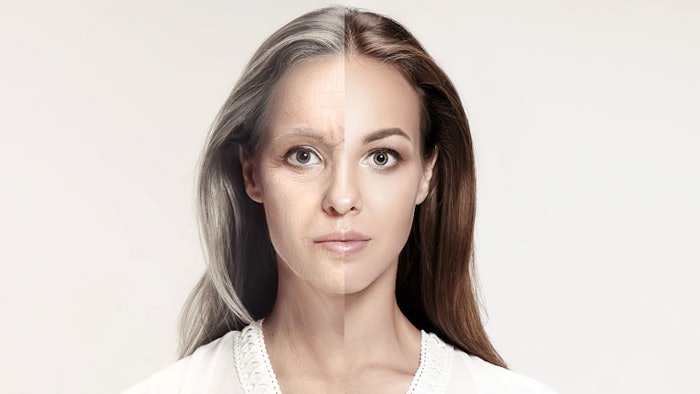 woman young on one half of face and old on the other