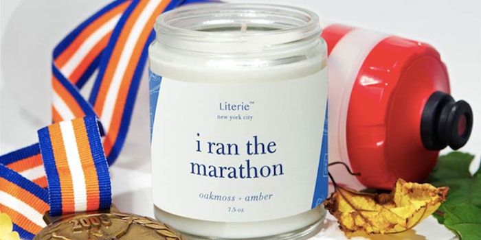 Literie's NYC Marathon candle features notes of oakmoss and amber.