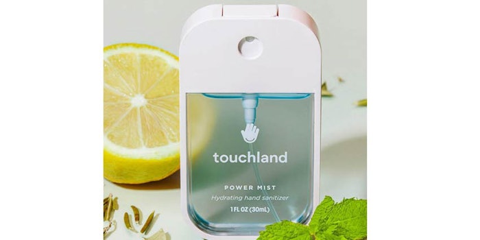 Touchland's Frosted Mint Power Mist Hand Sanitizer features notes of peppermint and eucalyptus.