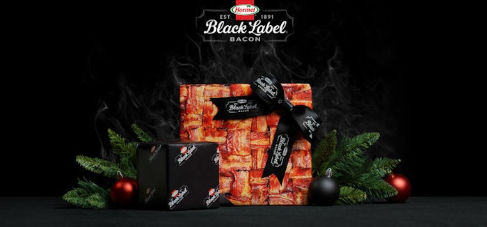 The limited-edition wrapping paper smells like bacon and features a decorative bacon weave pattern.