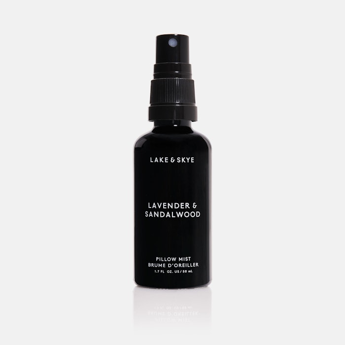 Lake & Skye's Lavender & Sandalwood Pillow Mist is intended to assist in getting deep sleep.