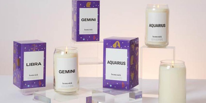 Homesick's Astrology Collection features 12 candles designed to capture the uniqueness of each Zodiac sign.