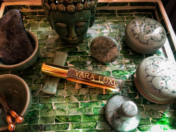 Yara Luxe Hair Perfume is formulated with peach nectar and golden jojoba to exude a long-lasting scent while retaining natural texture and keeping hair moisturized.