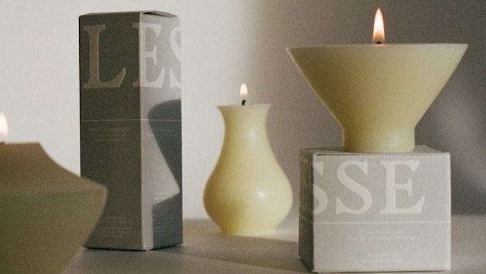 The candles hold notes of neroli, frankincense and myrrh, and melt into unique forms.