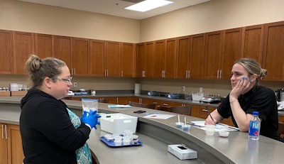 (L to R) Sampling with Sweegen's flavor application manager, Jenise Pratt and P&F+'s managing editor, Jenna Rimensnyder.