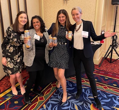 (L to R) Prepping for speaker Theresa Bartone Griffith's discussion alongside Alpa Roman, Marie Wright and Gillian Bleimann Bouchard.
