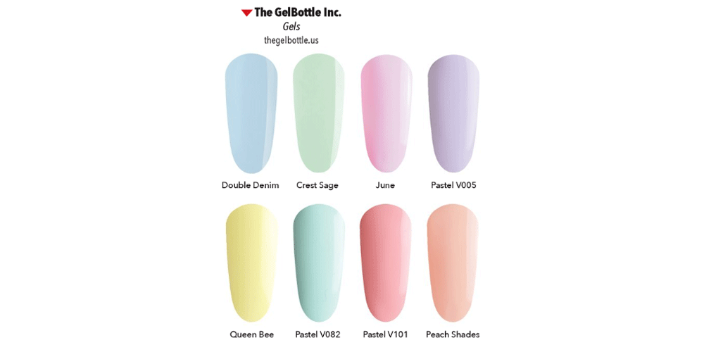 An assortment of pastel gels from The GelBottle Inc.