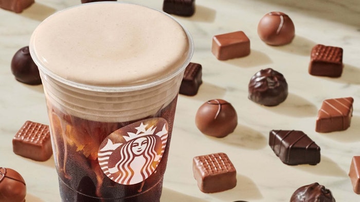 The new cold brew is topped with a chocolate cream foam and sweetened with vanilla syrup.