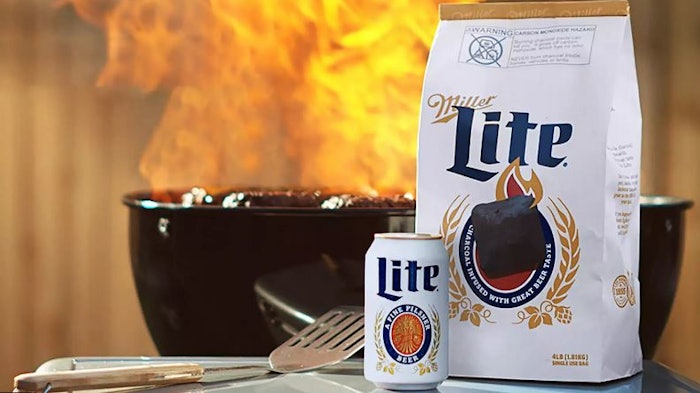 Miller Lite Beercoal is coated with actual Miller Lite in a concentrated form and releases the taste of Miller Lite when the charcoal is burned.