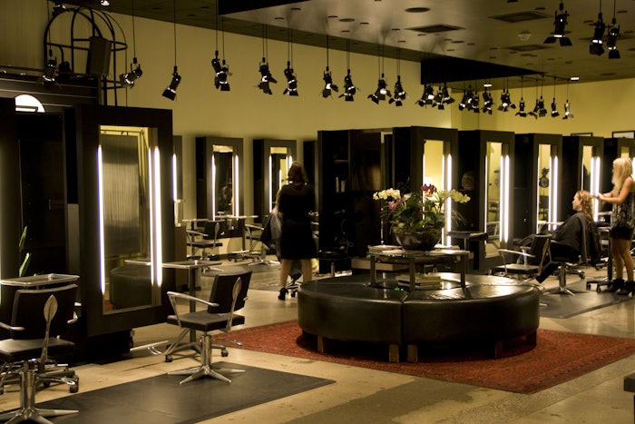 Modern salon with eco-conscious lighting