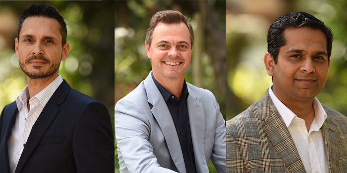 L to R: François-Raphaël Balestra, Wessel-Jan Kos and Haresh Totlani named Firmench master perfumers.