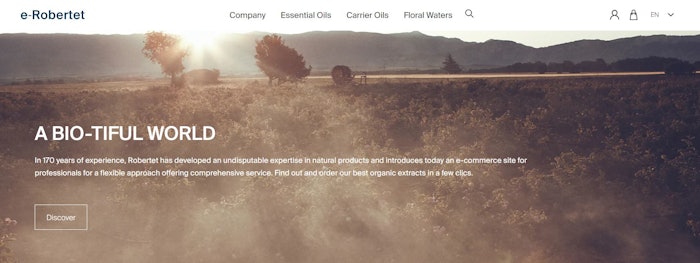 e-Robertet is designed to extend its range of organic essential oils with an e-commerce site for raw materials aimed at professionals.