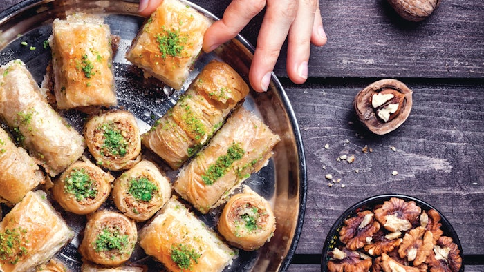 Methyl n-acetylanthranilate is found in honey, so the panel thought of dessert applications, such as baklava, dough, almond paste, browned butter, general bakery and other toasted, sweet brown flavors.