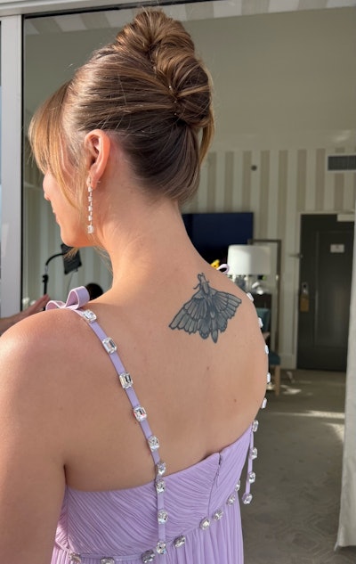 Christine Symonds created Kaley Cuoco's French twist using Clairol Professional products.