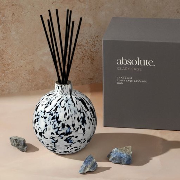 Each Absolute Collection diffuser is presented in a colorful, one-of-a-kind hand-blown glass container.