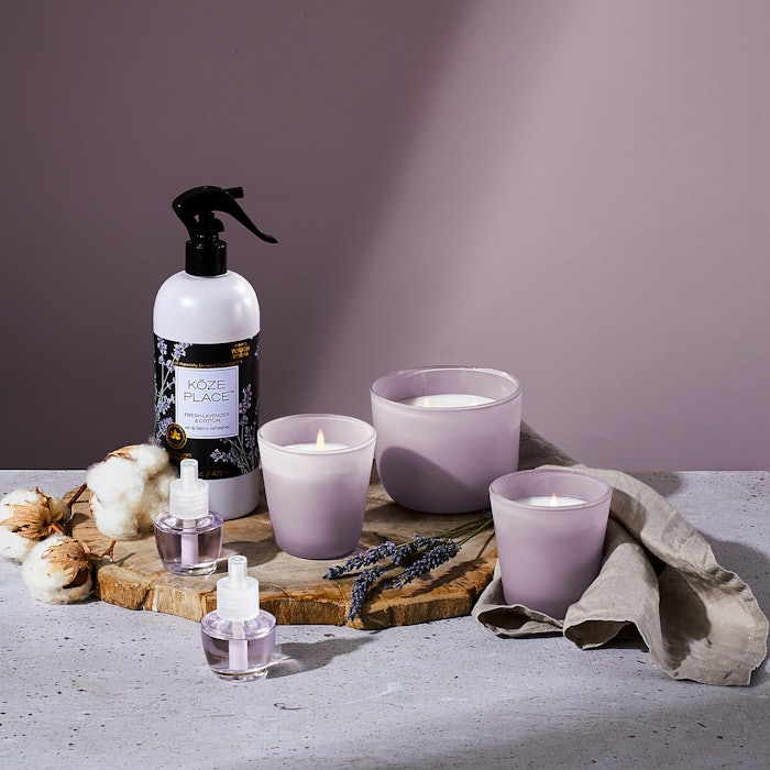 The range's nine scent variants include Passionfruit & Hibiscus, Vanilla Bliss & Orchid, and Fresh Lavender & Cotton.