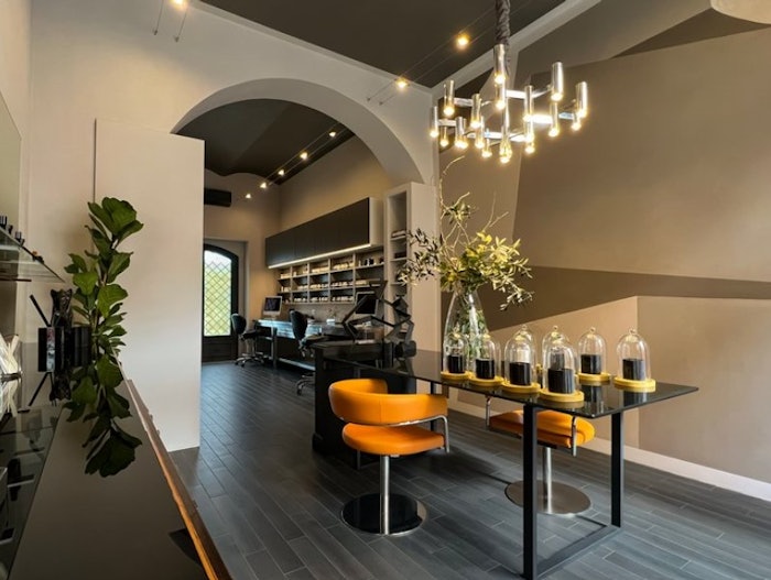 The studio opens up to a rare peek into the perfumer’s world of raw ingredient vials and stainless steel worktables in full view.