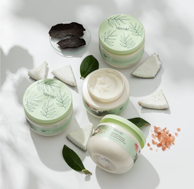 Mayraki Professional's Camellia Sinensis Tea Leaf Probiotic Sea Salt Scalp Scrub gently unclogs hair follicles.